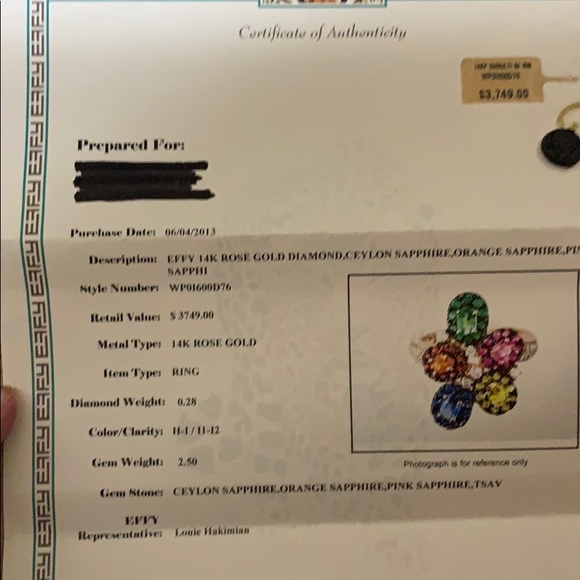 ‘***SOLD****Effy Diamond, Ceylon, Orange & Pink Sapphire, TSAV - Picture 14 of 16